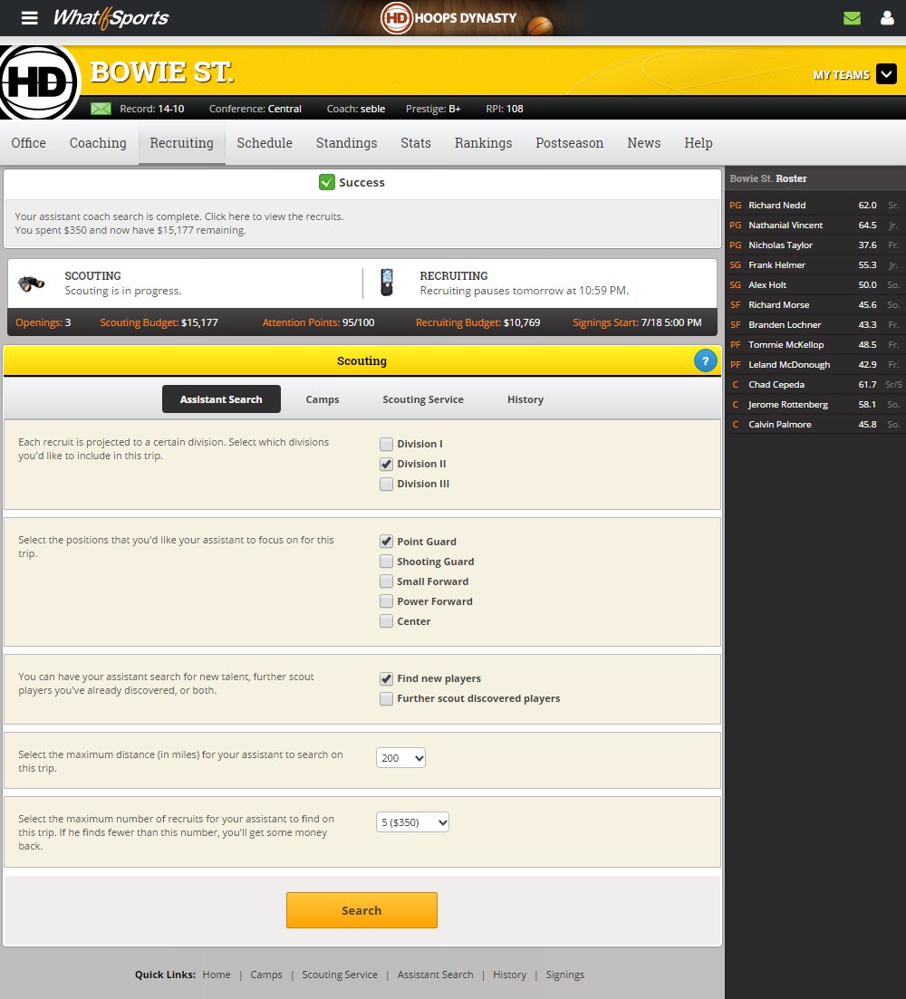 Assistant Coach Search